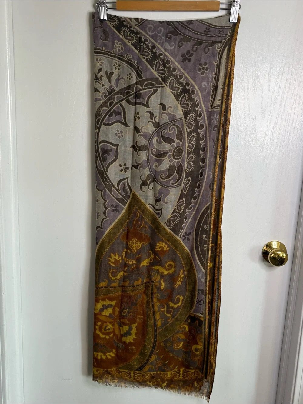 Paisley-Pattern Decorative Curtain Panel in Lavender and Mustard